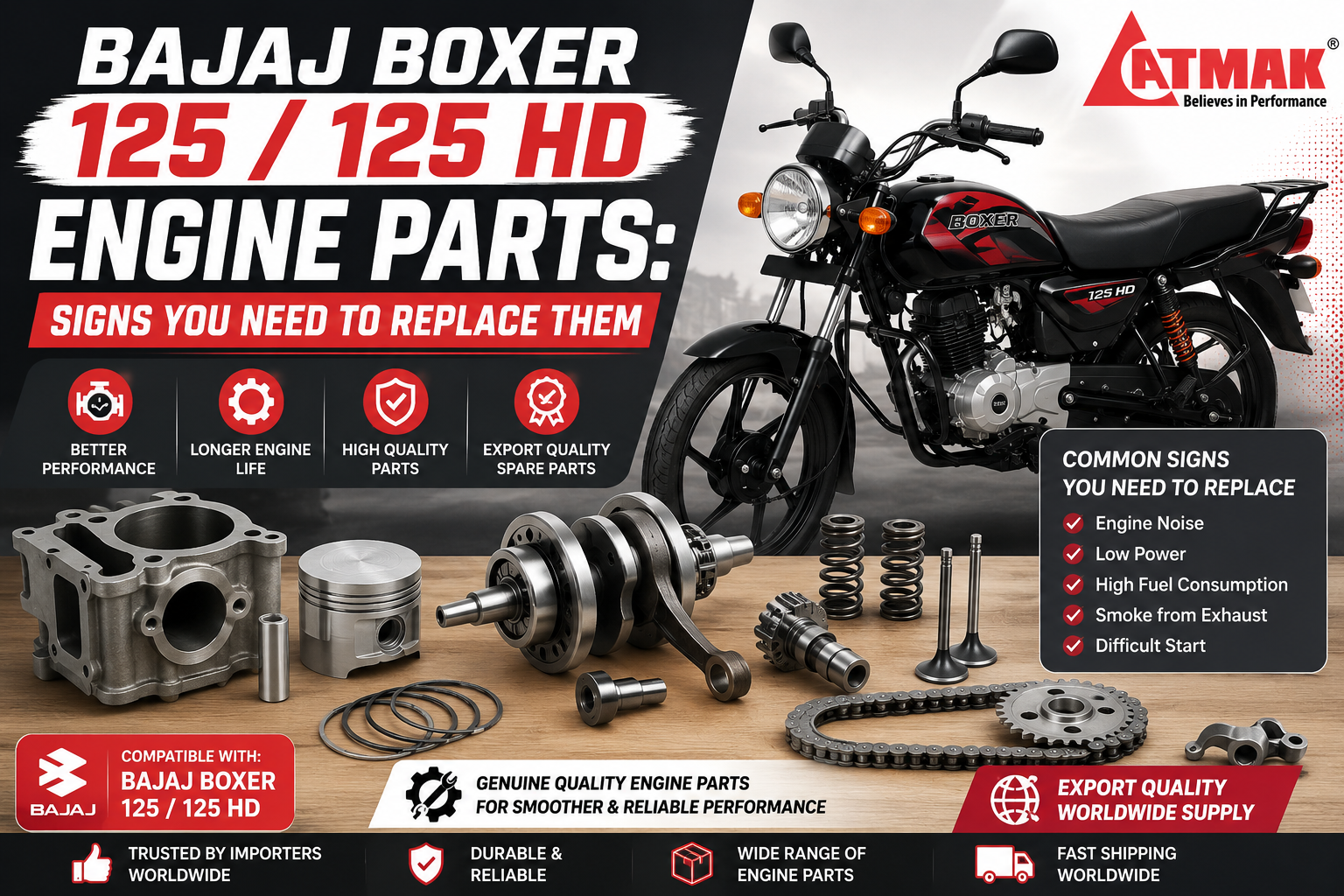 Bajaj Boxer 125 / 125 HD Engine Parts:Signs You Need To Replace Them